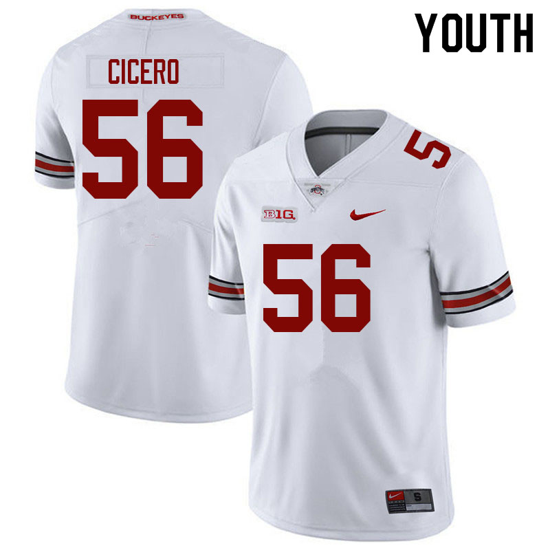 Ohio State Buckeyes Zack Cicero Youth #56 White Authentic Stitched College Football Jersey